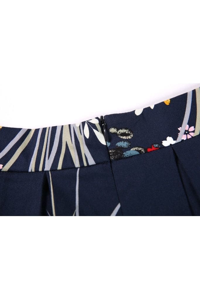 Gorgeous Box Pleated Navy Swan Floating in Pond of Lotus Flowers with Pockets