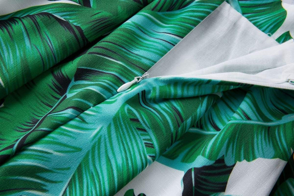 Green Palm Leaf A-Line Skirt