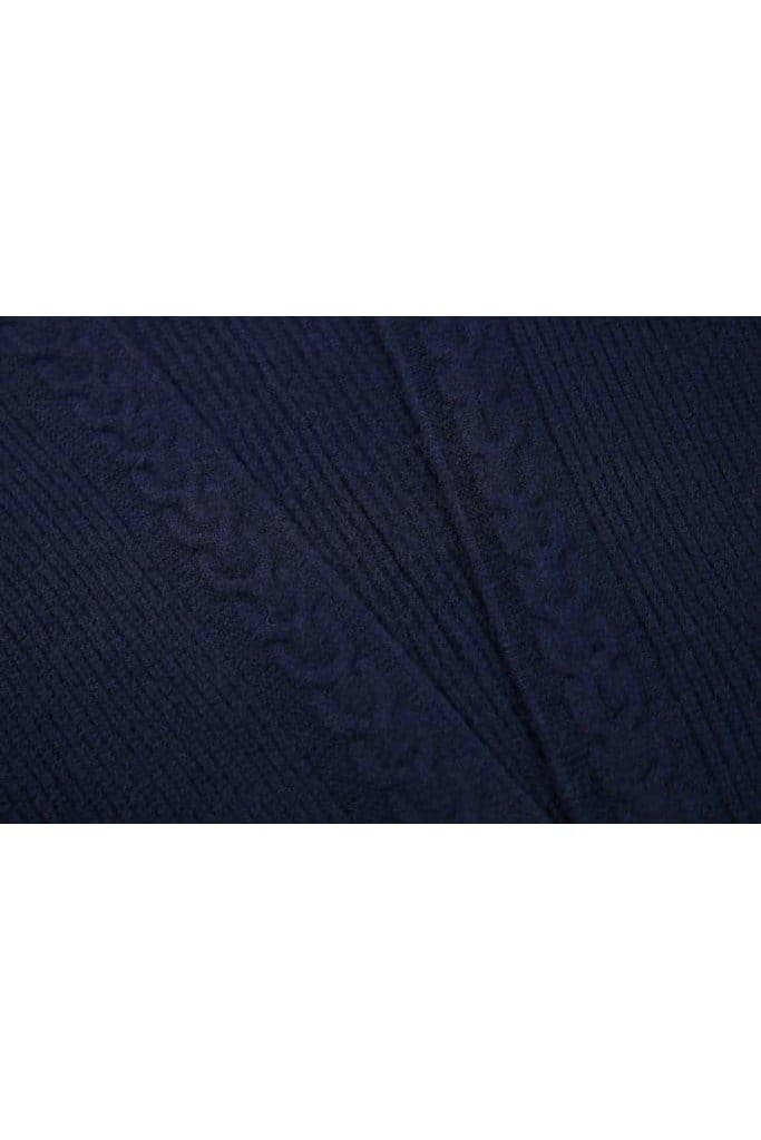 Knitted Navy Cable Tie Detail Jacket with Pockets