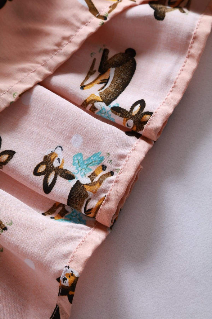 Lovely Pink Bambi Deer Collared Button Up T-Shirt Vintage Dress with Pockets