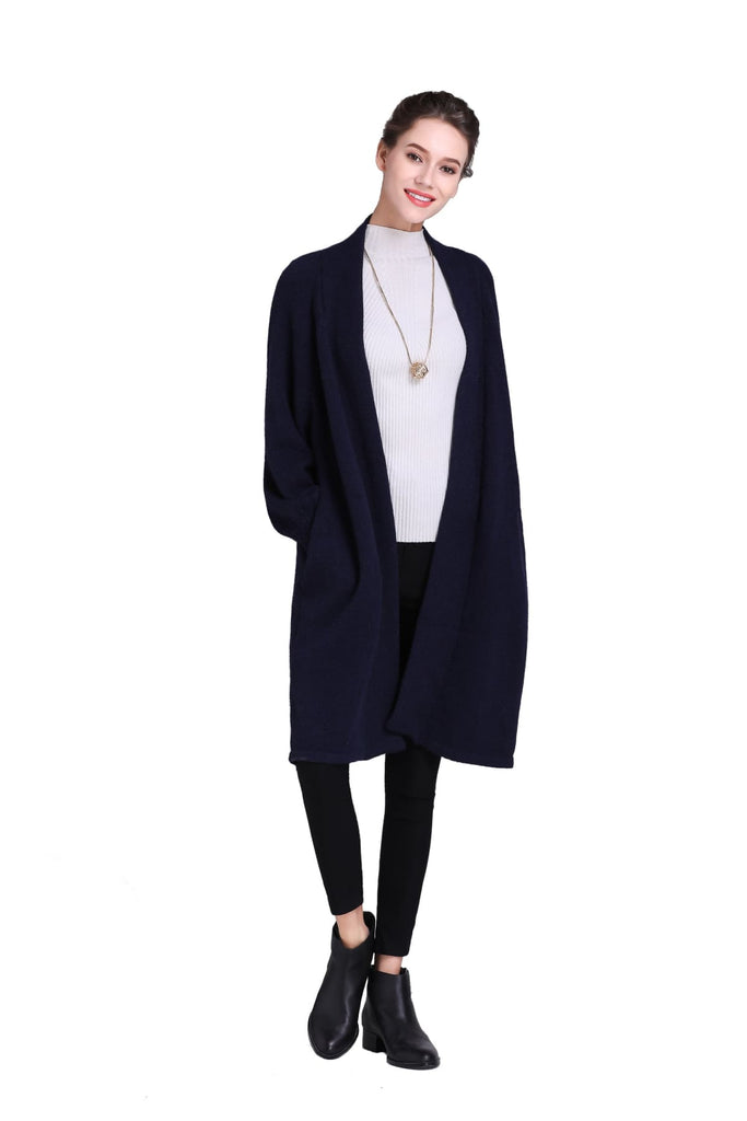 Navy Knitted Coat with Pockets