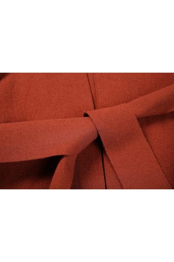 Rust Red Knitted Jacket and Belt